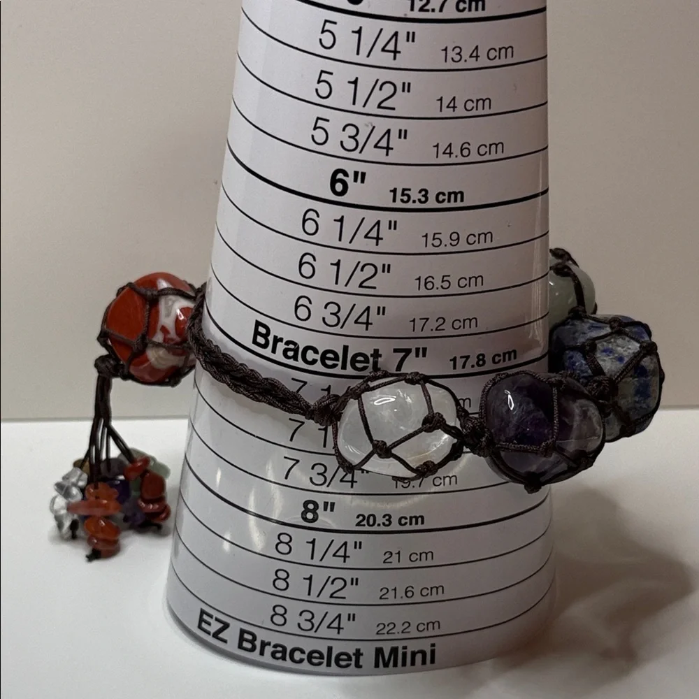 Bohemian Multicolor netted Gemstone Beaded Bracelet big rocks suncatcher